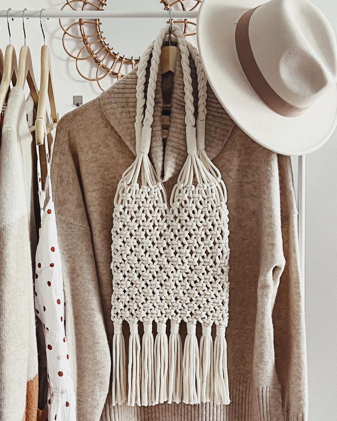 Boho Handmade Macrame Tote Bag - Leechoo